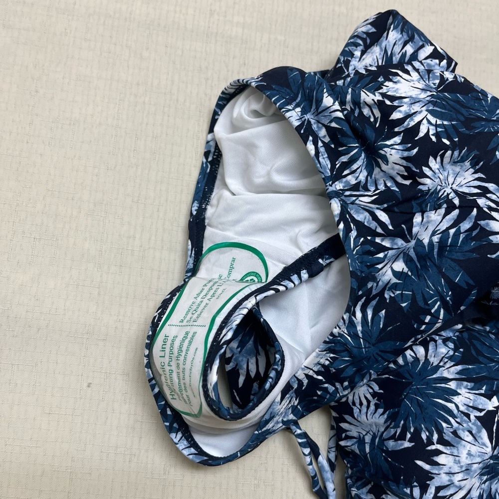 NWT Michael Michael Kors size 6 navy tropical palm Cutout Swimsuit - Picture 7 of 14